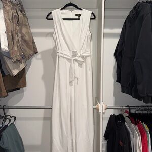 Sleeveless White Jumpsuit with Tie Waist